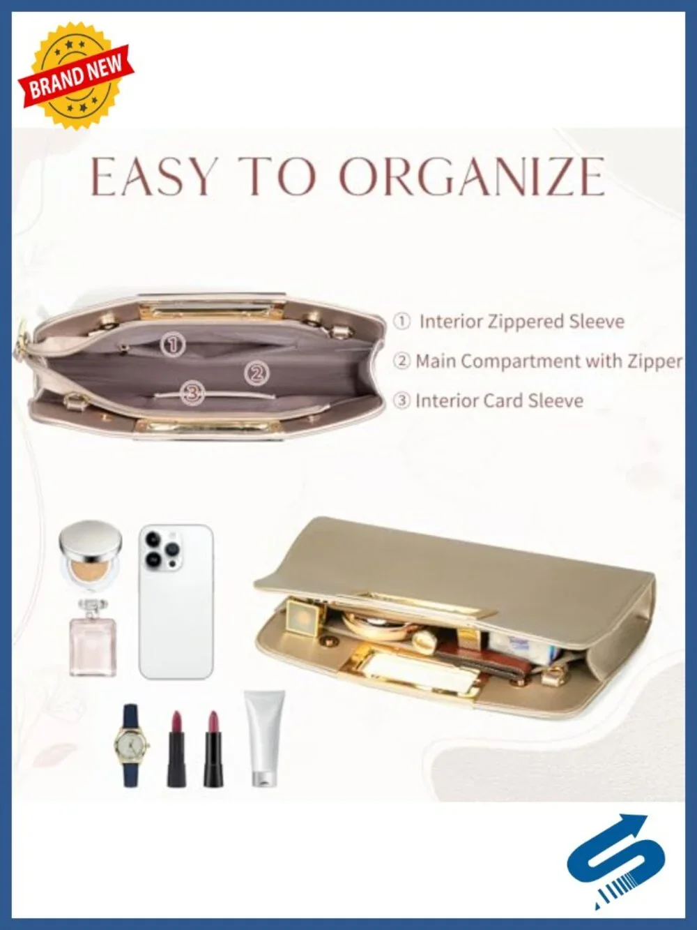 Vegan Leather Clutch Purse with Cut-Out Handle Evening Handbag Wedding Party